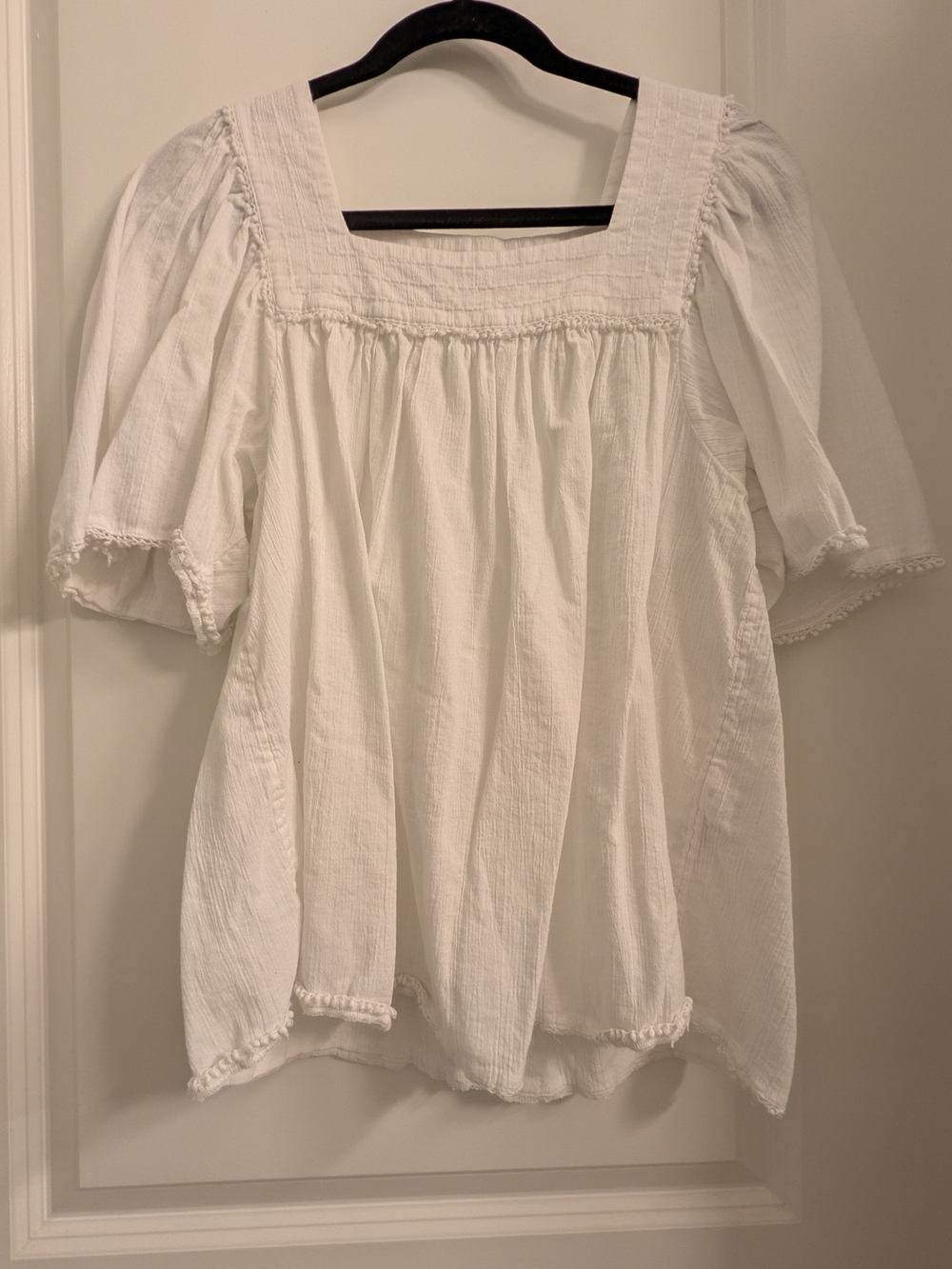 Chico's White Square-Neck Gauze Peasant Blouse